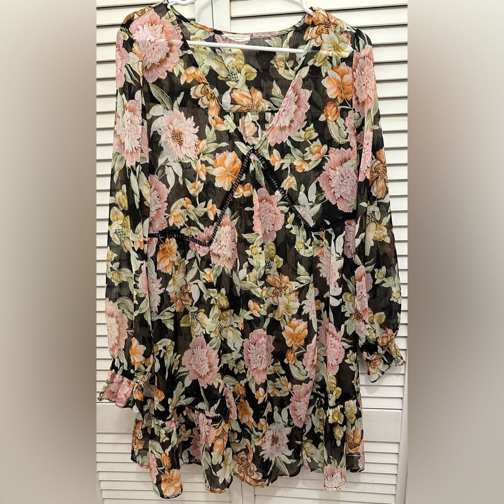 Lovestitch Sheer Floral Dress Size Large